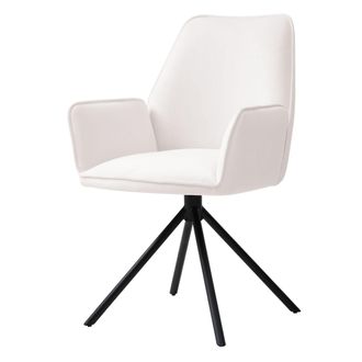 Hhg Nunca Usado] Silla De Comedor Hhg 851, Silla De Cocina Silla Con Reposabrazos, Posici&oacute;n Giratoria Autom&aacute;tica, Terciopelo Mvg, Crema-beige, Patas Negra
