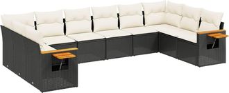 vidaXL Vidaxl - Set De Sof&aacute;s De Jard&iacute;n 10 Pzas Cojines Rat&aacute;n Sint&eacute;tico Negro