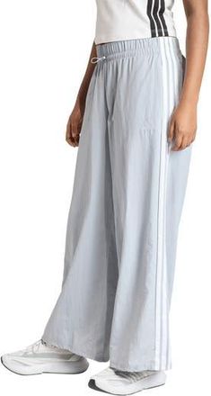 adidas Essentials 3-Stripes Lifestyle Woven Parachute Pants in Halo Silver/White/ at Nordstrom Rack, Size X-Large