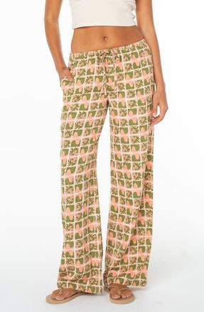 Roxy Iyla Printed Wide Leg Drawstring Pants in Desrt Flwr at Nordstrom, Size Xx-Large
