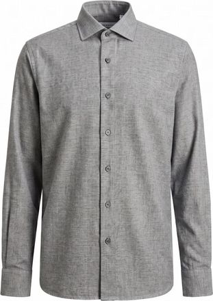PESERICO Shirt met gebogen zoom - Heren - Casual Overhemden - Grijs - L - Overhemden