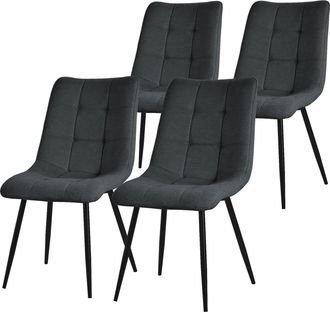ML Design Ml-design Juego De 4 Sillas De Comedor Color Antracita Asiento Acolchado Para Cocina O Sal&oacute;n Con Funda De Tela Y Patas De Acero Negro Sill&oacute;n Tapizado 