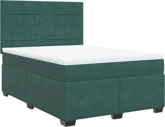vidaXL Cama Box Spring Con Colch&oacute;n Terciopelo Verde Oscuro 140x200 Cm Vidaxl