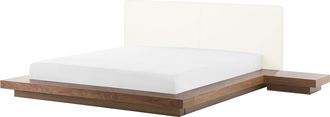 Beliani Beliani - Cama De Agua Moderna Con Colch&oacute;n Mesitas De Noche Cabecero De Piel Sint&eacute;tica Mdf Madera De Fresno Marr&oacute;n 160 X 200 Cm Zen