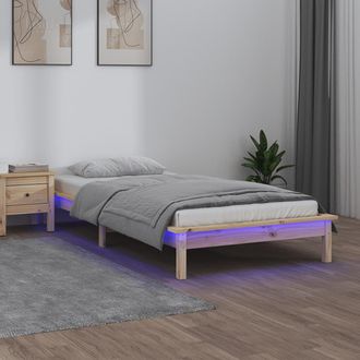 vidaXL Estructura De Cama Con Led Madera Maciza 75x190 Cm Vidaxl