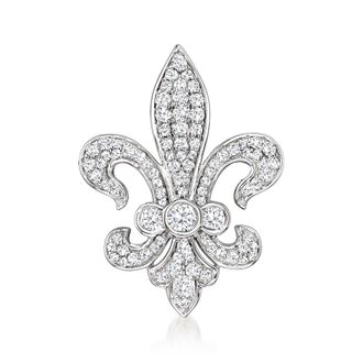 Ross-Simons Diamond Fleur-De-Lis Pin in Sterling Silver