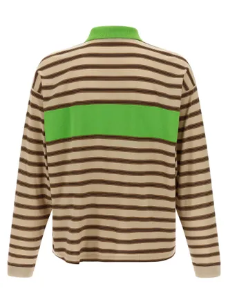 Versace Striped Intarsia Logo Polo Shirt - Green