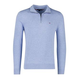 Tommy Hilfiger Hoodies & sweatvesten, Heren, Blauw, L, Katoen, Half Zip Sweater