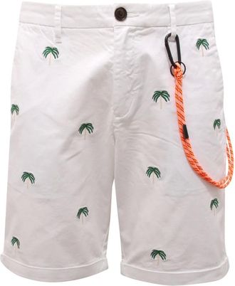 Sun 68 Casual Shorts, male, White, Size: W33 Bermuda Chino Embroidery