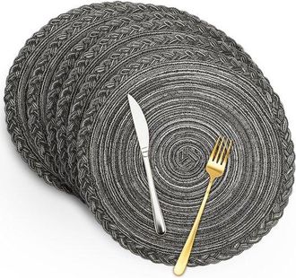 OEM Tovagliette - 6 Pezzi - 38 Cm - Tovagliette Rotonde In Cotone Intrecciato - Adatte Per Feste E Matrimoni - Tovagliette In Filato Di Cotone - Tovagliet