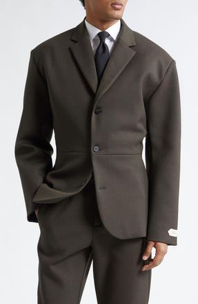 Jacquemus La Veste Gardian Peplum Sport Coat in Dark Khaki at Nordstrom, Size 38 Us