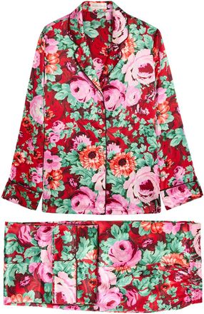 Olivia Von Halle Lila Floral-print Silk Pyjama set - Red - S (UK8-10 / S)