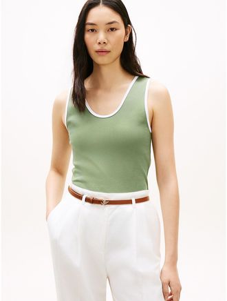 Tommy Hilfiger Womens Ribbed V-Neck Tank Top - Green - XXL