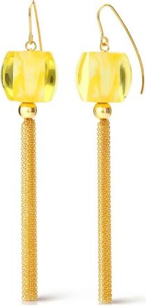 Gold & Honey Womens Tassel Bead Drop Earrings In Yellow Marble