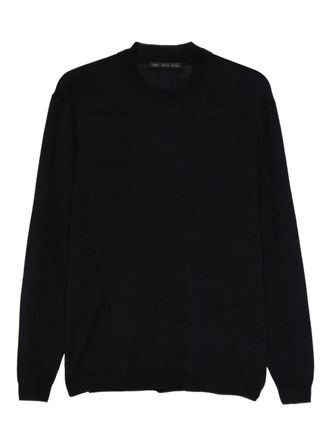 low brand crew-neck panelled sweater - men - Wool - L - Black