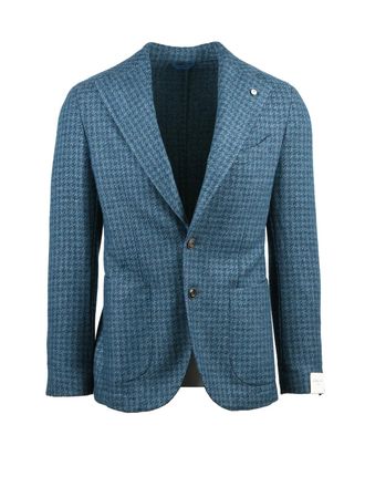 L.B.M. 1911 Textured Grey and Sky Blue Wool-Blend Jacket