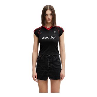 VETEMENTS Camiseta de f&uacute;tbol con estampado de letras - Tops - Mujer - Negro - S