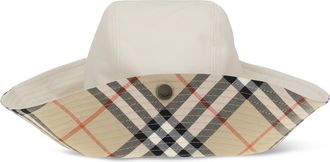 Burberry Womens Check Bucket Hat Tundra Cotton E Hairbands