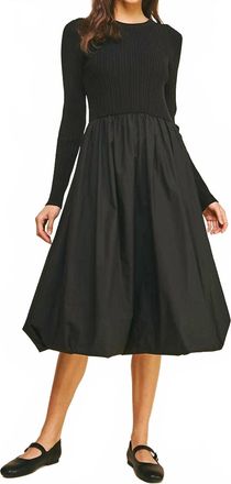 Pinch Design Contrast Balloon Midi Dress In Black