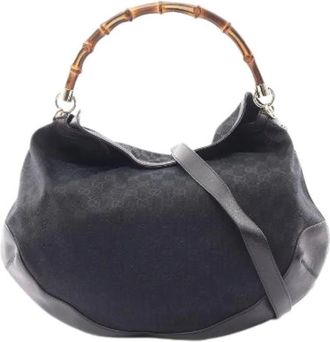 Gucci Borsa a mano Pre-owned Bamboo GG Canvas 2way - - Pre-owned - Donna - Nero - ONE SIZE