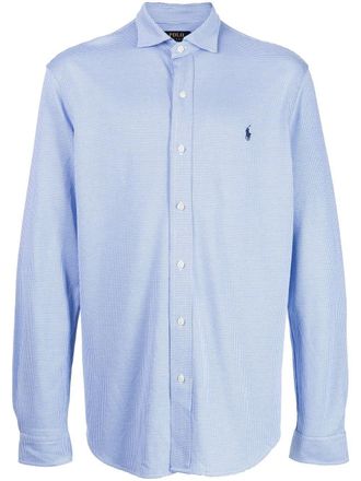 Polo Ralph Lauren logo-embroidered houndstooth shirt - Blue