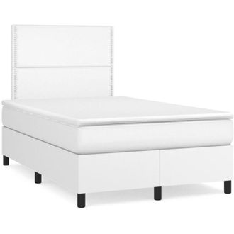 vidaXL Cama Box Spring Con Colch&oacute;n Cuero Sint&eacute;tico Blanco 120x190 Cm Vidaxl