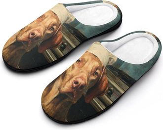 Generic Vizsla Dog Chef Apron Slippers Men Winter Warm Cotton Anti-Slip Indoor Slip-Ons House Shoes