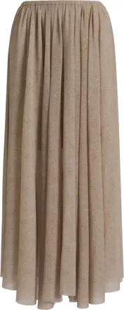 Alberta Ferretti Flowing Gathered Midi Skirt with Elastic Waistband