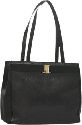 Ferragamo Pre-owned Vala Schoudertas - Dames - Vintage Shopper - Zwart - ONE Size - Leer - Vintage