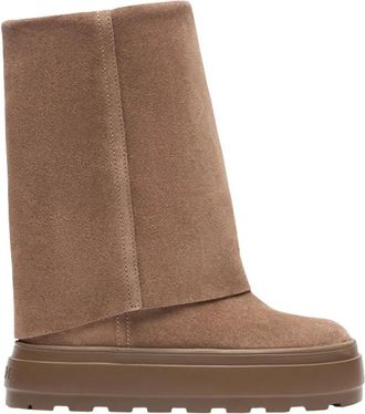 Casadei Omkeerbare Caribou Su&egrave;de Laars - Dames - Hoge Laarzen - Beige - 40 EU - Su&egrave;de - Schoenen