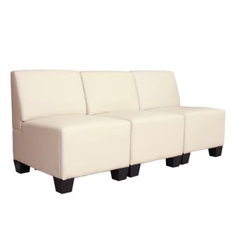 Hhg Hhg - Sof&aacute; Modular 3 Plazas Lyon, Polipiel, Crema, Sin Reposabrazos
