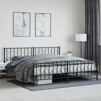 vidaXL Estructura Cama Sin Colch&oacute;n Con Estribo Metal Negro 200x200 Cm Vidaxl