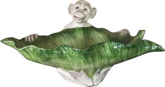 Les-Ottomans Ceramic Monkey Fruit Bowl Leaf