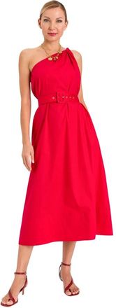 Twinset Stretch Katoenen Jurk - Dames - Casual kleedjes - Rood - L - Katoen - Kleedjes