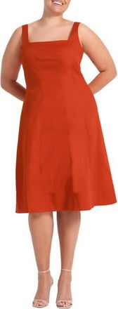 Estelle Rohanna Stretch Cotton Midi Dress in Burnt Orange at Nordstrom, Size 24W