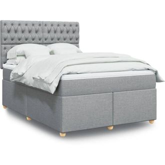 vidaXL Vidaxl - Cama Box Spring Con Colch&oacute;n Tela Gris Claro 160x200 Cm
