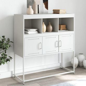 vidaXL Credenza Bianca 100,5x39x107 cm in Acciaio - Vidaxl