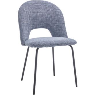 Home Heavenly Home Heavenly - Pack 4 Sillas Comedor Cecile - Dise&ntilde;o Elegante Con Respaldo Redondeado, Tapizado Tela Suave, Patas Met&aacute;licas Negr Color : Azul Jaspead