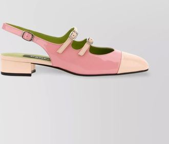 Carel block heel patent slingback pumps