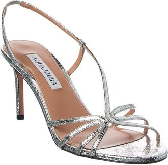 Aquazzura Talk To Me 75 Snake-Embossed Leather Slingback Sandal
