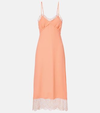 Simone Rocha Lace-trimmed crepe de chine slip dress