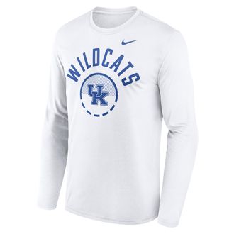 Nike Kentucky Courtside Nike Mens Dri-FIT College Long-Sleeve T-Shirt in White | 02TJ10ANKY-FFP