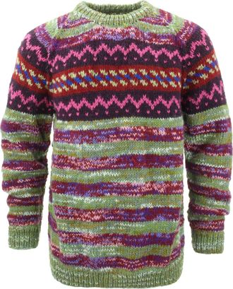 Loud Elephant Hand Knitted Wool Jumper - SD Purple Green (XX-Large)