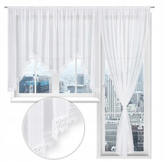 OEM Cortinas M-ka Para Ventanas Y Balcones, Guipur, Para Salones Y Dormitorios, 400x145 Y 200x250