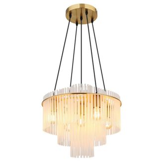 Netlighting Gorley Pendant Ceiling Light Gold Colours Matt Opal Glass Shade 5x E27