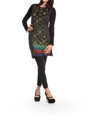Papillon Sleeveless Stained Glass/damask Panel Sweater In Grey