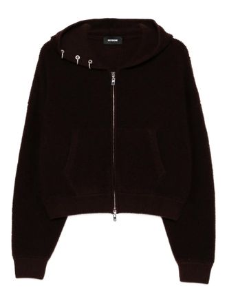 We11done Boucle hoodie met rits - Bruin