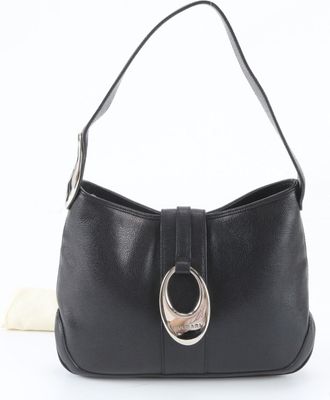 Bulgari Black Leather Handbag Shoulder Bag Tote Bag (Pre-Owned)