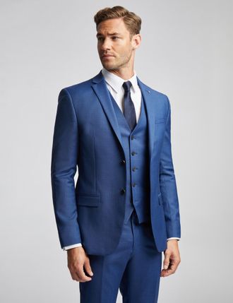 Ted Baker Mens Slim Fit Sharkskin Jacket - Blue - Size 52 (Chest)