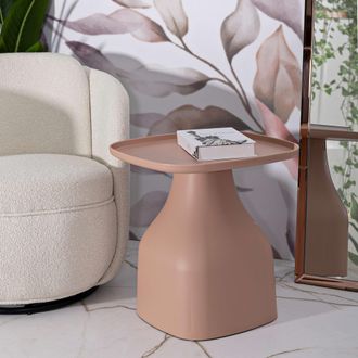 Dmora Mesa De Centro matata, Para Interior/exterior, Esquinas Redondeadas, Cuadrada, Estante Rosa, 48x48x50h Cm Rosa